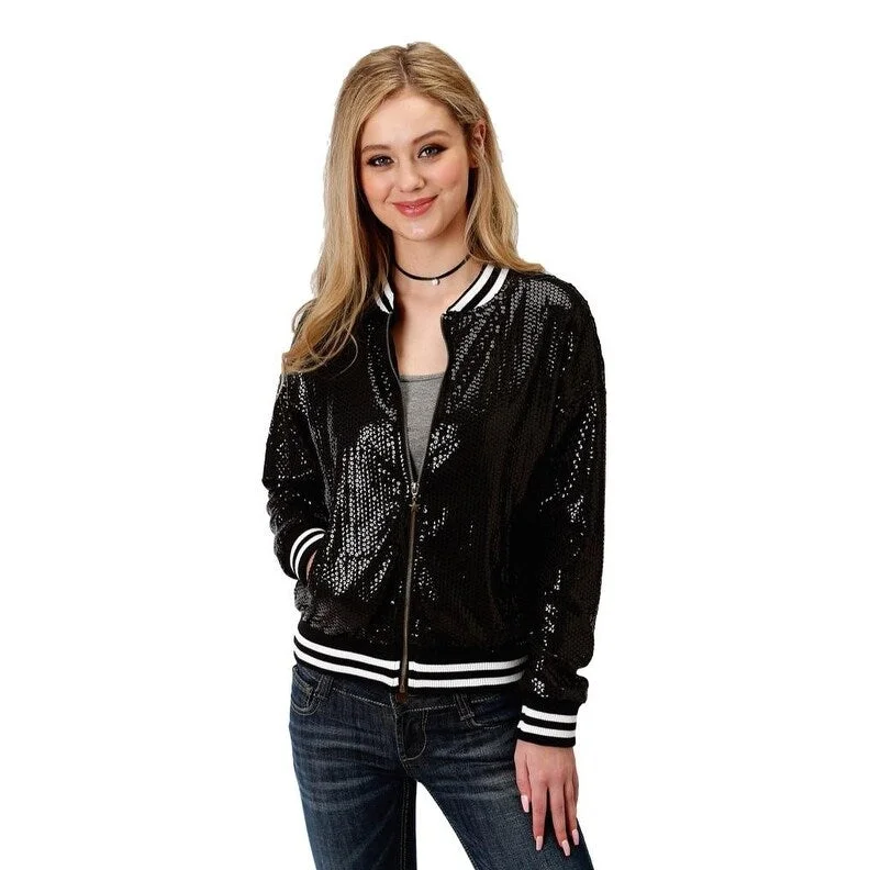 Timeless Women's Clothes Roper Western Jacket Womens Zip Sequin Black 03-098-0565-6049 BL