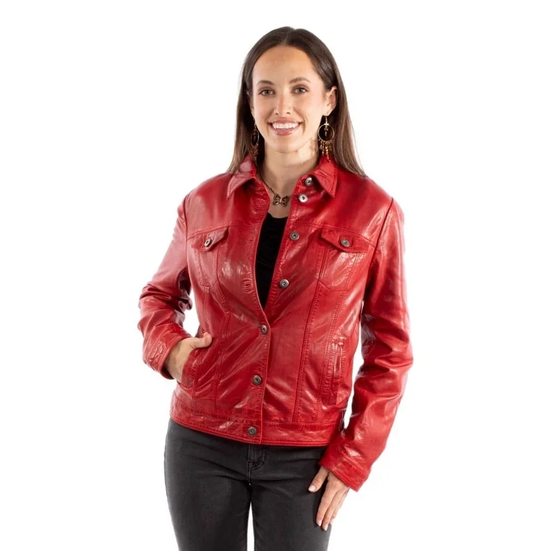 Women's Evening Wear Outfit Scully Western Jacket Womens Leather Denim Vintage Red F0_L1159