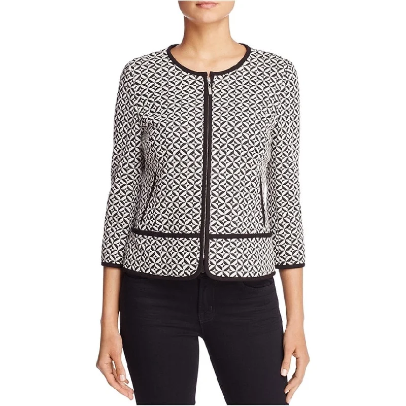 Plus-Size Women's Clothing Finity Womens Geometric Ponte Jacket