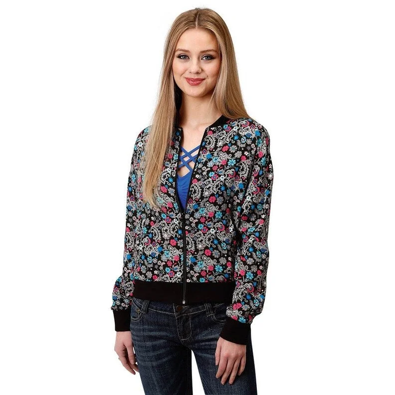 Comfortable Women's Apparel Roper Western Jacket Womens Paisley Bomber Black 03-096-0590-0102 BL