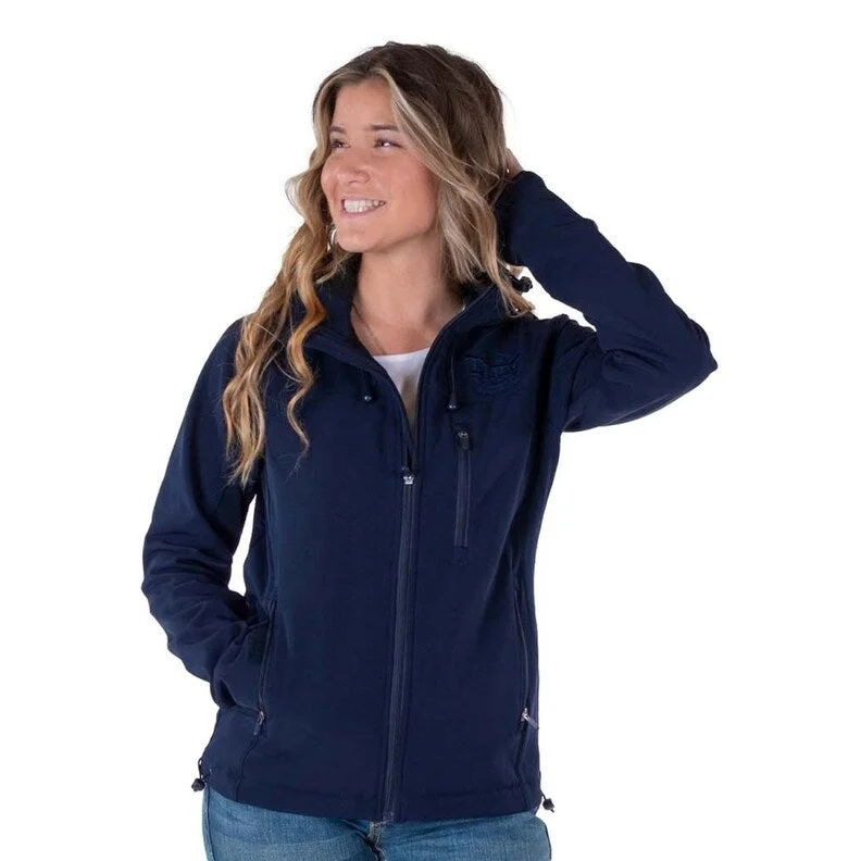 Women's Formal Apparel Cowgirl Tuff Western Jacket Womens Stretch Logo Zip Navy H00732