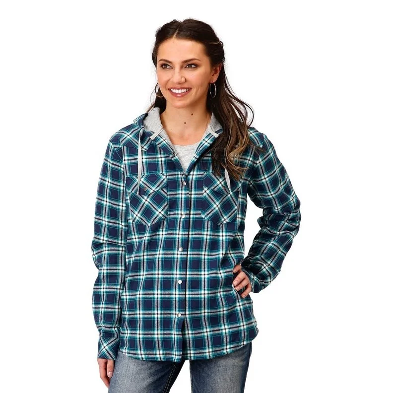 Women's Formal Event Clothing Roper Western Jacket Womens Shirt Jac Plaid Snap 03-098-0119-4695 BU