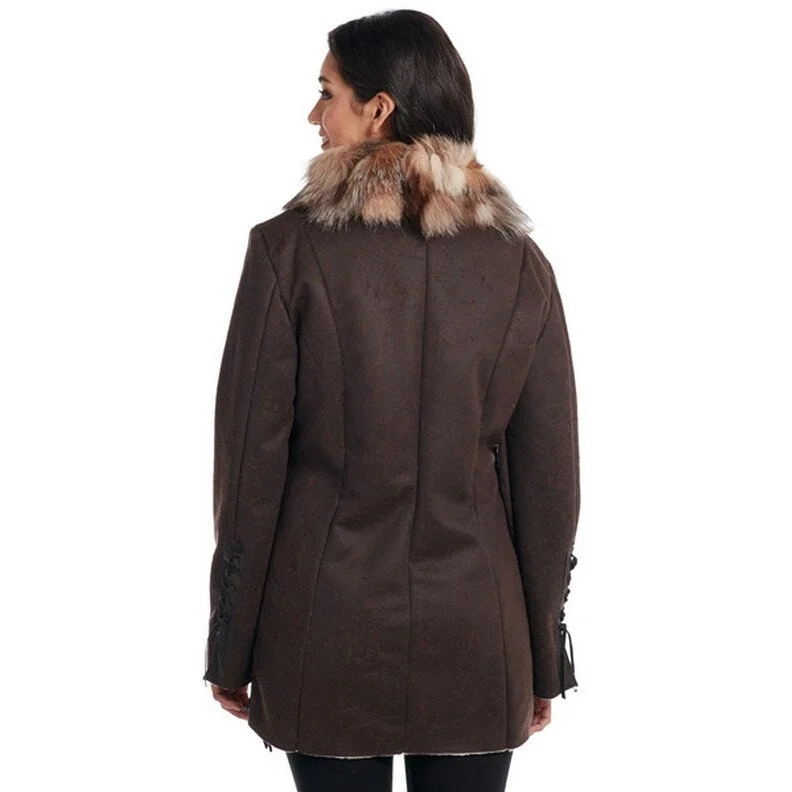 Women's Casual Apparel Cripple Creek Western Jacket Womens Faux Fox Fur M Pinecone CR16344