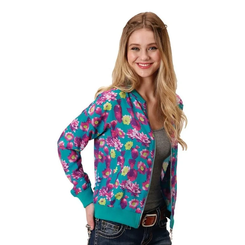 Women's Wedding Apparel Roper Western Jacket Womens Bomber Zip Turquoise 03-098-0590-6076 BU