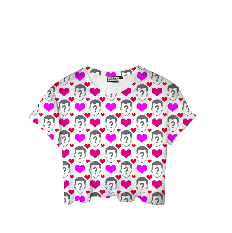 Luxury Women's Clothing Custom Heart Pattern Crop Tee