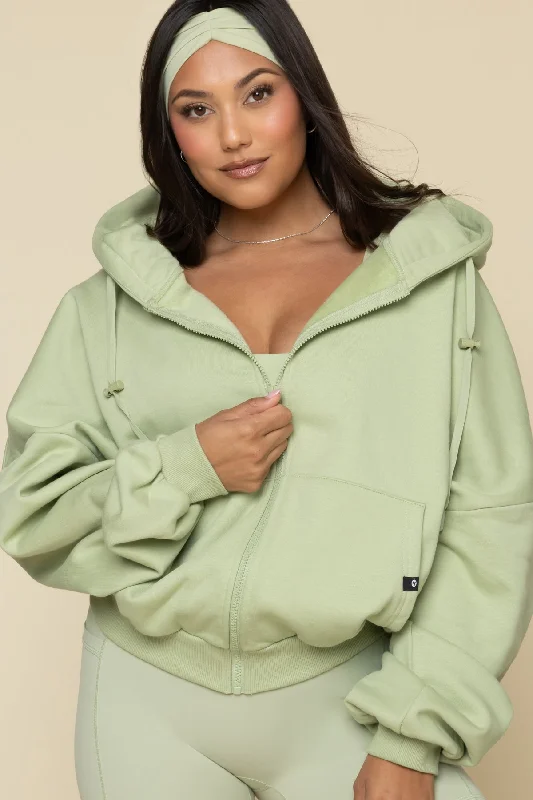 Sustainable Fashion Clothing For Women Zip Cloud Hoodie - Pistachio